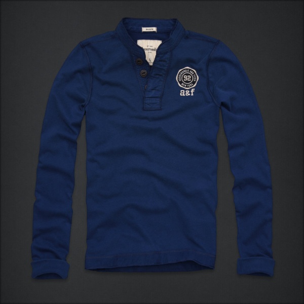 Abercrombie Fitch Hombres Ponte de pie de cuello Largo Remera AF6193